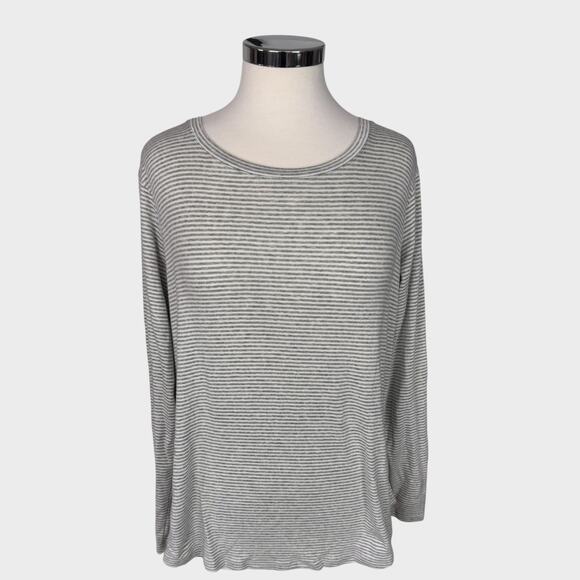 Eddie Bauer Womens XL Gray Stripe Long Sleeve Tshirt Cotton Modal Spandex - Picture 1 of 8
